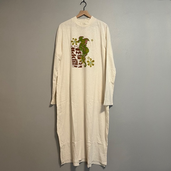 Vada Winter - Hippie Babe Graphic Cream Mock Neck Cotton Dress - XXL 2XL 18-20 - Picture 3 of 8